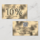 100 INSERT QRCODE 10%OFFロゴ金ゴールドありがとう 名刺 (正面/裏面)