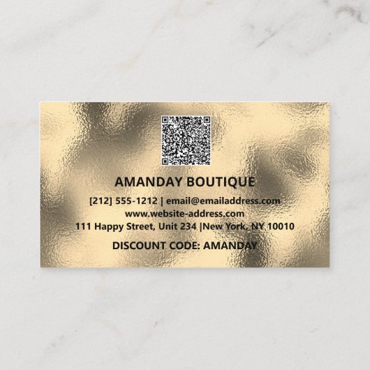 100 INSERT QRCODE 20%OFFロゴ金ゴールドありがとう 名刺 (裏面)