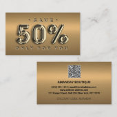 100 INSERT QRCODE 50%OFFオンラインショップロゴ金ゴールド 名刺 (正面/裏面)