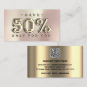 100 INSERT QRCODE 50%OFFカスタムロゴバラ金ゴールド 名刺 (正面/裏面)