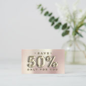 100 INSERT QRCODE 50%OFFカスタムロゴバラ金ゴールド 名刺 (スタンド正面)