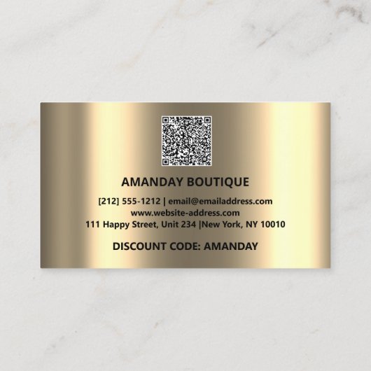 100 INSERT QRCODE 50%OFFカスタムロゴVip金ゴールド 名刺 (裏面)