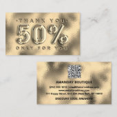 100 INSERT QRCODE 50%OFFロゴ金ゴールドありがとう 名刺 (正面/裏面)