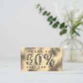 100 INSERT QRCODE 50%OFFロゴ金ゴールドありがとう 名刺 (スタンド正面)