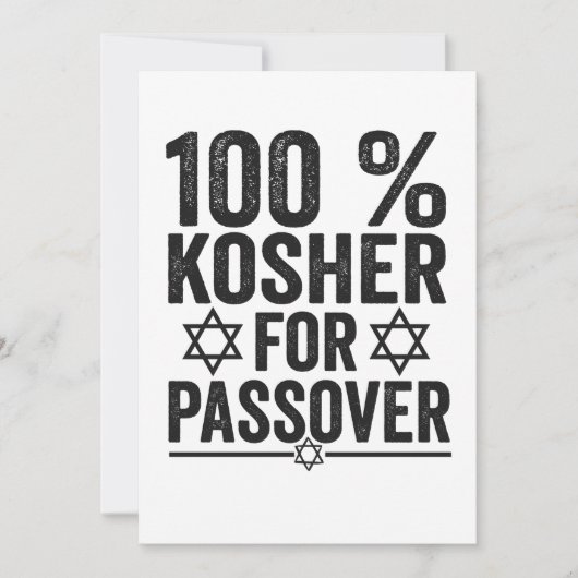 100% Kosher for Passover Funny Passover Pesach サンキューカード (正面)