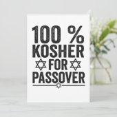 100% Kosher for Passover Funny Passover Pesach サンキューカード (スタンド正面)