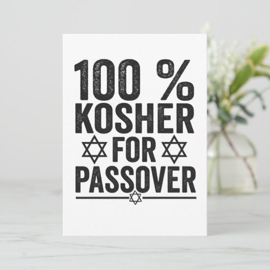 100% Kosher for Passover Funny Passover Pesach サンキューカード (スタンド正面)
