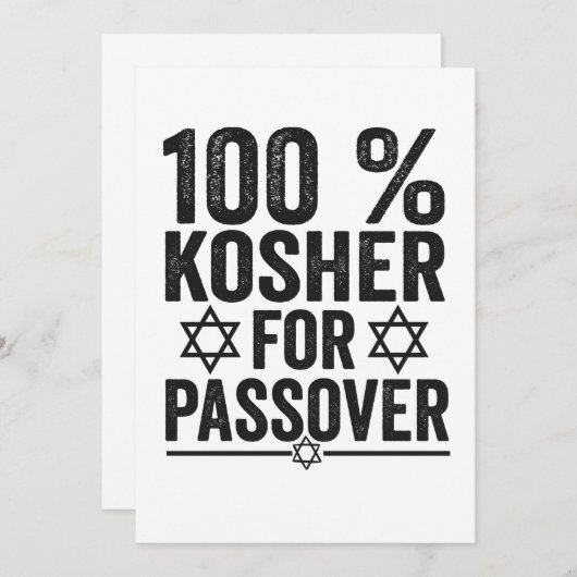 100% Kosher for Passover Funny Passover Pesach サンキューカード (正面/裏面)