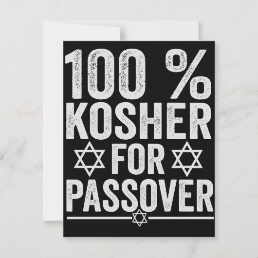 100% Kosher for Passover Funny Passover Pesach ノートカード (正面)