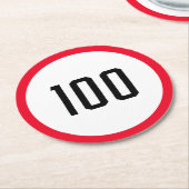 100 kph制限速度標識 |丸カスタムコースター ラウンドペーパーコースター (アングル)