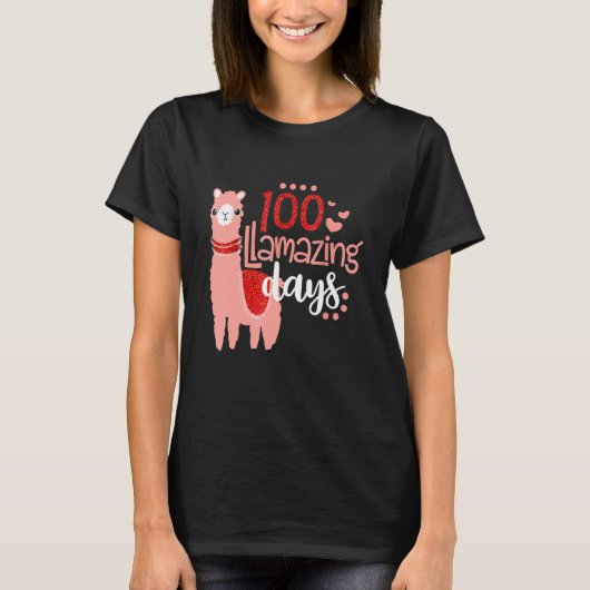 100 Llamazing Days Llama 100th Day Of School Teach Tシャツ (正面)