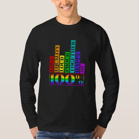 100 Love Equality Retro Rainbow LGBT LGBTQ Pride M Tシャツ (正面)