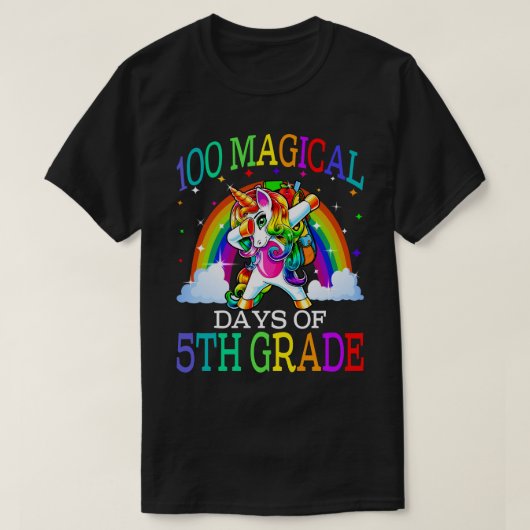 100 Magical Days Of 5th Grade Unicorn Tシャツ (デザイン正面)