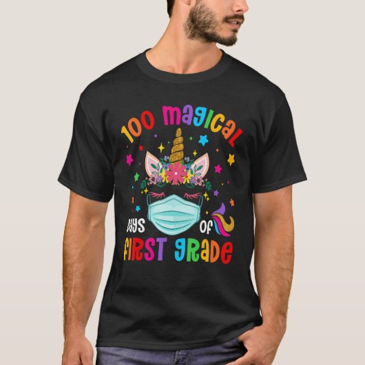 100 Magical Days Of First Grade School Unicorn Mas Tシャツ (正面)
