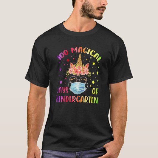 100 Magical Days of Kindergaeten Cute Unicorn Face Tシャツ (正面)