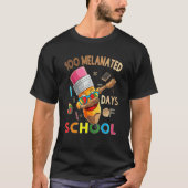 100 Melanated Days Of School African American Dabb Tシャツ (正面)