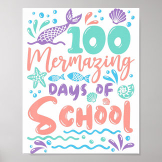 100 Mermazing日の学校Mermaid 100th Day Gir ポスター