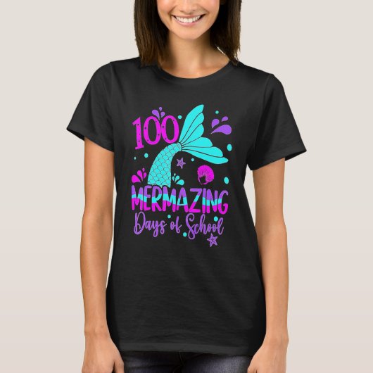 100 Mermazing Days Of School Cute Mermaid 100th Da Tシャツ (正面)