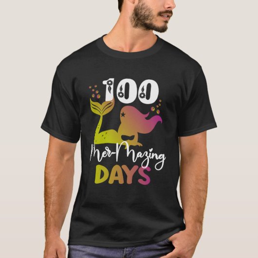 100 Mermazing Days Of School Mermaid  Kid Girl Tea Tシャツ (正面)