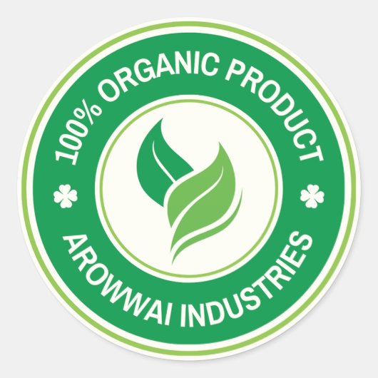 100% Organic Product Label Sticker ラウンドシール (正面)
