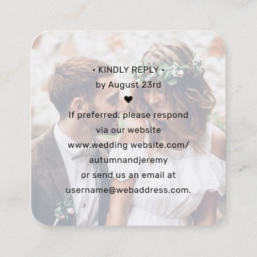 100 Pack QR RSVPのWebサイ結婚トフォトエンクロージャ スクエア名刺 (裏面)