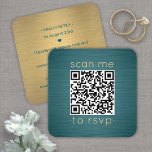 100 Pack QR RSVPティール（緑がかった色）と金ゴールド結婚のエンクロージャ スクエア名刺<br><div class="desc">RSVP応答をシンプル化し、シックなQRコード正方形エンクロージャカードを使用してモダン重要な詳細を提供する。すべてのシンプル文字はカスタマイズに対して、「RSVPに私をスキャンする」という文言を含む。ジェネレータを使用して独自のQRコードを作成するには、単にウェブサイトのURLをテンプレートに入力する。カードを携帯電話でスキャンすることにより、ゲストは招待に応結婚答するためにウェブサイトに直接送信される。オンラインのrsvpプロセス減らは、カードがメールに失った入る可能性がある。また、食事の選択、食物アレルギー、曲の要求など頼の詳細な情報を得ることができるように、より汎用性が高い。すべての応答情報を削除パーソナライズされたまたは削除できる。ティール（緑がかった色）と金ゴールドデザインは、ブラシ付きフェイクメタリック背景とエレガントタイポグラフィを備えモダンている。金ゴールドは金属箔ではなく印刷色であることに注意して下さい。このカードはスタイリッシュお客頼様の結婚お祝いに親切に返信する方法である。</div>