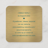 100 Pack QR RSVPティール(緑がかった色)と金ゴールド結婚のエンクロージャ スクエア名刺 (裏面)