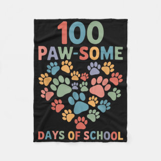 100 Paw – 学校犬の日100日学校 フリースブランケット