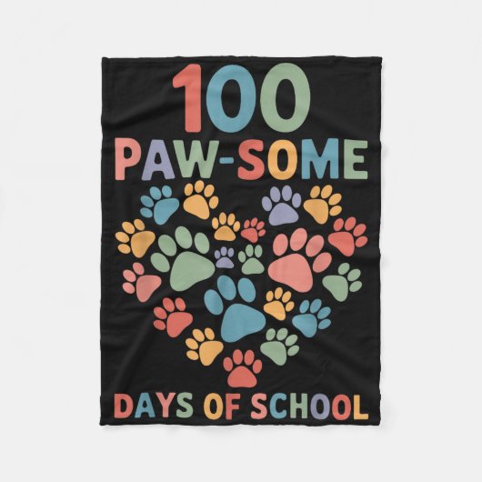 100 Paw – 学校犬の日100日学校 フリースブランケット (正面)
