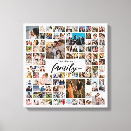 100 Photo Collage Custom Family Pictures キャンバスプリント (正面)