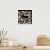 100 Photo Collage Personalized Picture Gift Square ポスター (キッチン)