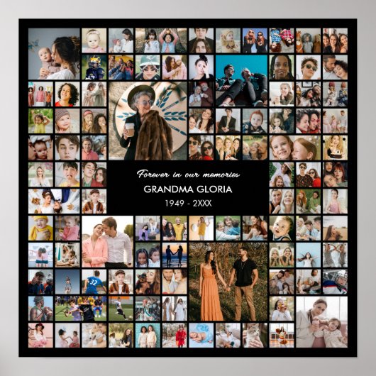 100 Photo Collage Personalized Picture Gift Square ポスター (正面)