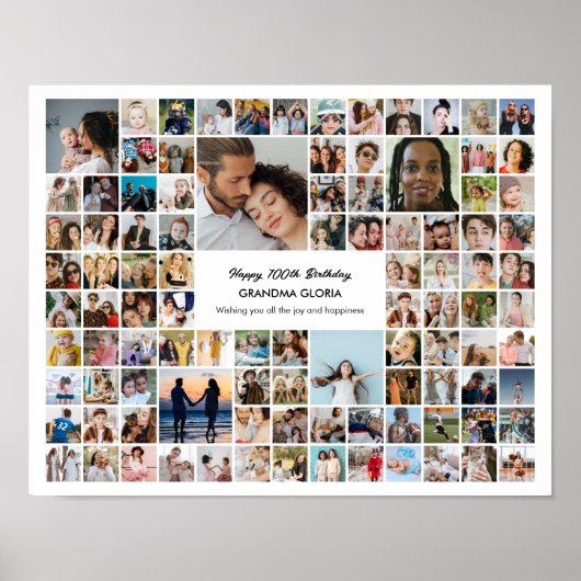 100 Pictures Photo Collage Personalized Gift ポスター (正面)
