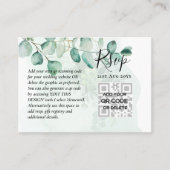 100 QRコードウェディングRSVP緑のフォトエンクロージャ 名刺 (正面)