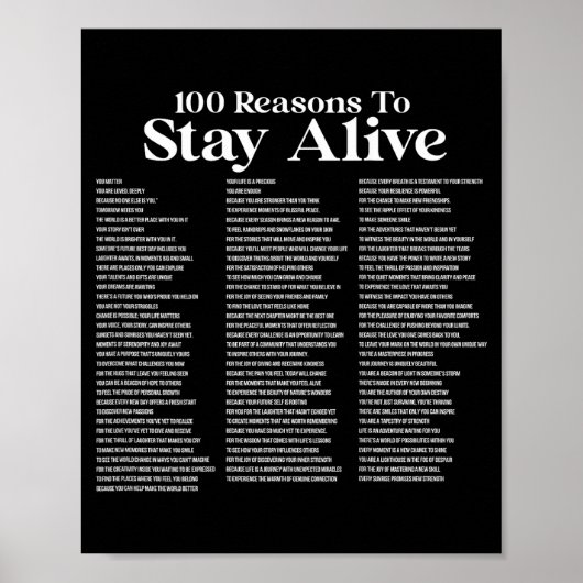 100 Reasons To Stay Alive Suicide Prevention 988 S ポスター (正面)