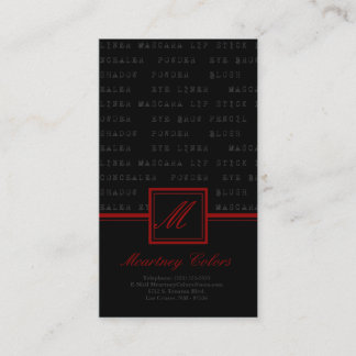 100 Red Black Make Up Words Artist Business Card 名刺