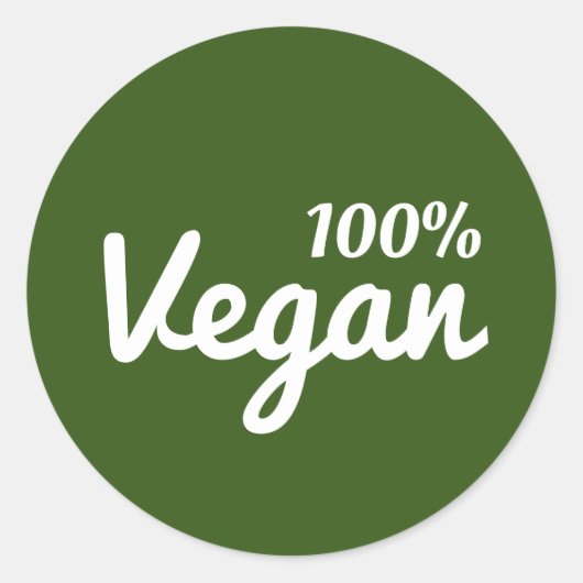 100% Vegan Green Stickers ラウンドシール (正面)