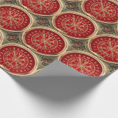 [100] Vegvisir -バイキングの金ゴールドの魔法のRunicコンパス ラッピングペーパー (角)