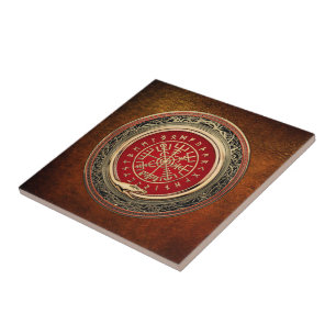 [100] Vegvisir -バイキング金ゴールド魔法Runic Compass タイル