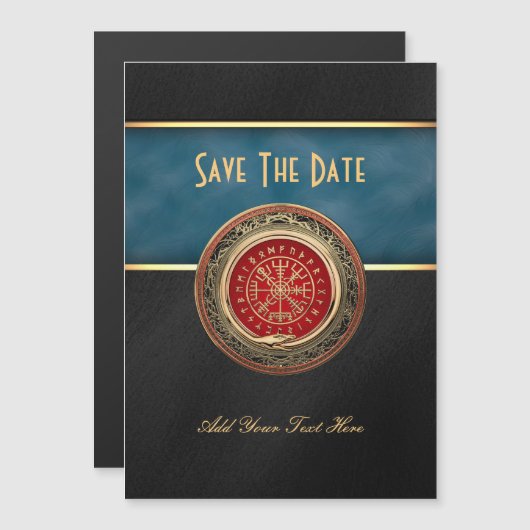 [100] Vegvisir -バイキング金ゴールド魔法Runic Compass マグネット招待状 (正面/裏面)