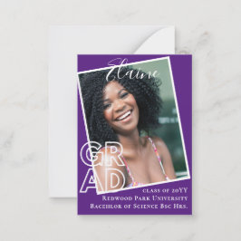 100 x BUDGET卒業のお知らせ写真モダン ノートカード