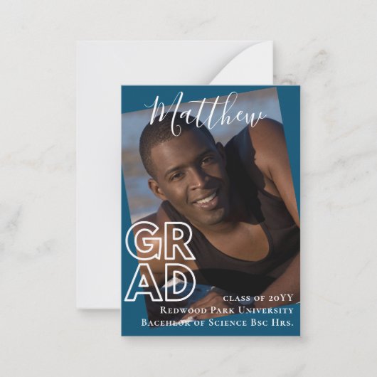 100 x BUDGET卒業のお知らせ写真モダン ノートカード (正面)