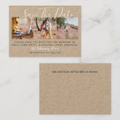 100 x PHOTO SAVE THE DATE Small KRAFT 結婚's コーリングカード (正面/裏面)