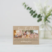 100 x PHOTO SAVE THE DATE Small KRAFT 結婚's コーリングカード (スタンド正面)