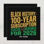 100-Year Black History Subscription Status Renewed 招待状 (正面/裏面)