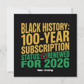 100-Year Black History Subscription Status Renewed 招待状 (正面)