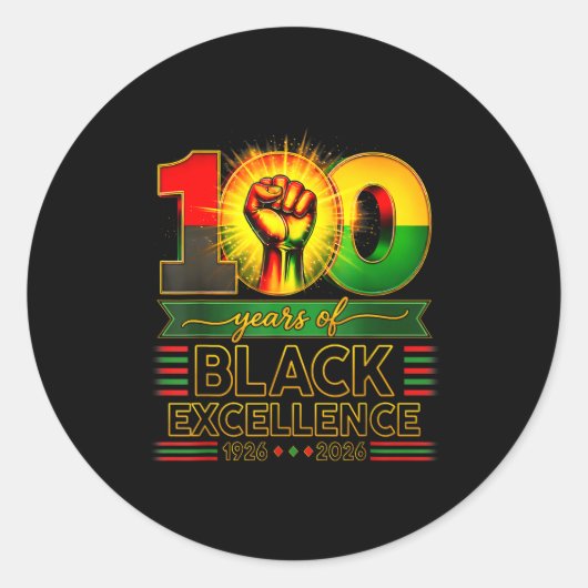 100 years of black excellence centennial black ラウンドシール (正面)