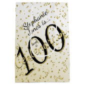 100 Yrsセンテナリア誕生日ブラック/金ゴールド文字 ミディアムペーパーバッグ (裏面)