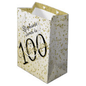 100 Yrsセンテナリア誕生日ブラック/金ゴールド文字 ミディアムペーパーバッグ (裏面アングル)