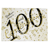 100 Yrsセンテナリア誕生日ブラック/金ゴールド文字 ラージペーパーバッグ (裏面)
